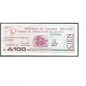 CÉDULA DA ARGENTINA 100 AUSTRALES 1989 FE