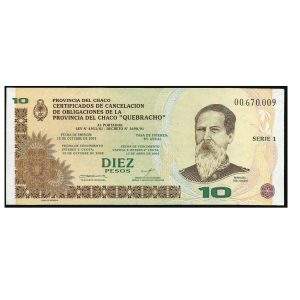 CÉDULA DA ARGENTINA 10 PESOS PROVÍNCIA DEL CHACO - FE