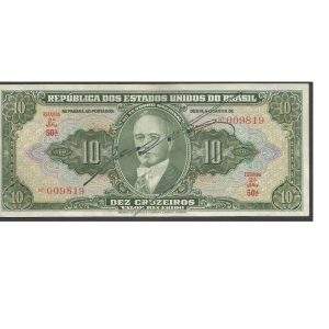 CÉDULA DO BRASIL 10 CRUZEIROS C 075 SOBERBA