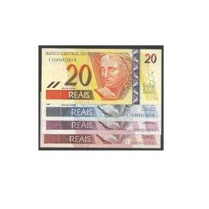CÉDULAS DO BRASIL 4 COM NUM. FINAL IGUAL  FE