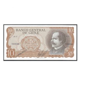 CÉDULA DO CHILE 10 ESCUDOS 1970 P 142 FE