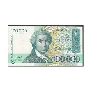 CÉDULA DA CROÁCIA 100000 DINARA 1993 P 27 FE