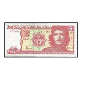 CÉDULA DE CUBA 3 PESOS GUEVARA FE
