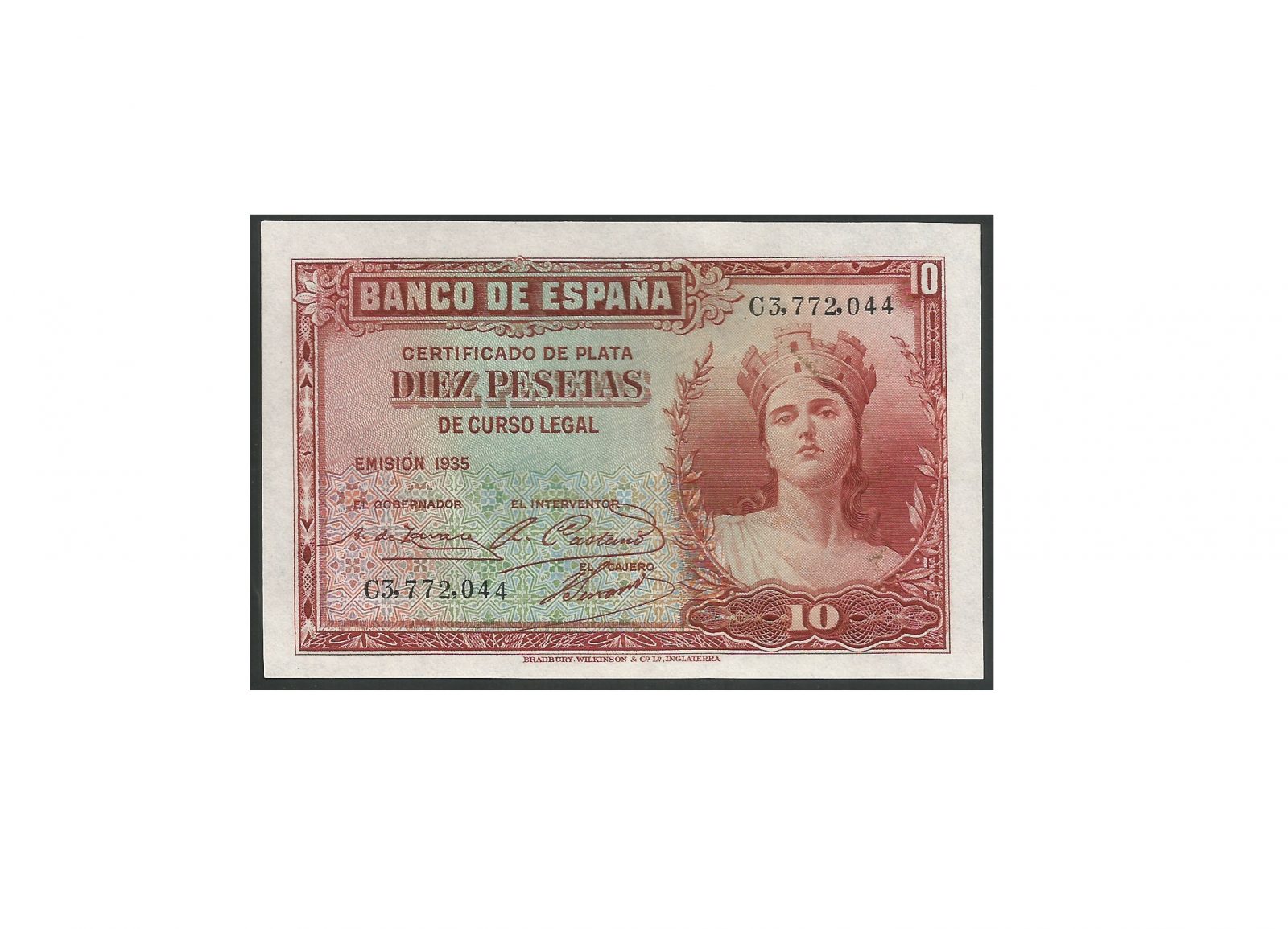 CÉDULA DA ESPANHA 10 PESETAS FE
