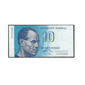 CÉDULA DA FINLÂNDIA 10 MARCOS 1986 FE