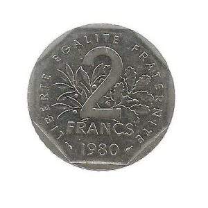 MOEDA DA FRANÇA 2 FRANCOS 1980  KM 942.1
