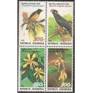 INDONÉSIA - SCOTT Nº 1562 - PÁSSAROS E FLORES