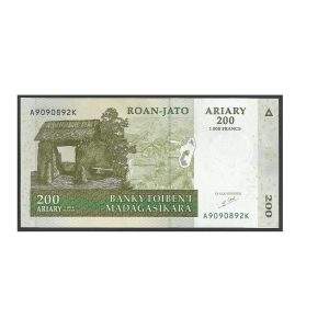 CÉDULA DE MADAGASCAR 200 ARIARY  FE