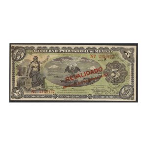 CÉDULA DO MÉXICO 5 PESOS 1914 FE