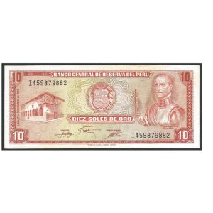 CÉDULA DO PERU 10 SOLES ORO 1976 P 122 FE