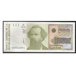 CÉDULA DA ARGENTINA 500 AUSTRALES  FE