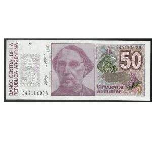 CÉDULA DA ARGENTINA 50 AUSTRALES  FE