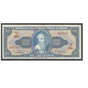 CÉDULA DO BRASIL 1000 CRUZEIROS C 055 SOBERBA