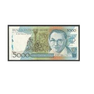 CÉDULA DO BRASIL 5 CRUZADOS NOVOS CARIMBO  C 200 FE