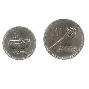MOEDAS DA ILHAS FIJI 5 E 10 CENTAVOS