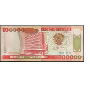 CÉDULA DE MOÇAMBIQUE 100.000 METICAIS 1993 P 139 FE