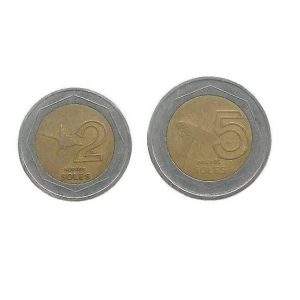 MOEDAS DO PERU 2 E 5 NUEVO SOL BC