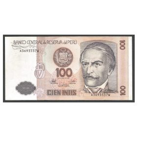 CÉDULA DO PERU 100 INTIS 1987 FE