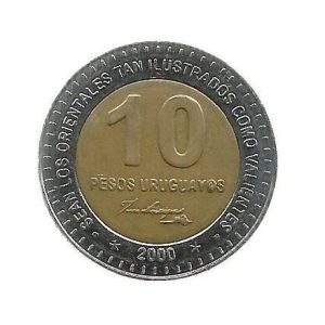 MOEDA DO URUGUAI 10 PESOS 2000 KM 121