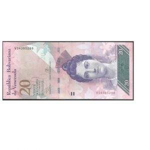 CÉDULA DA VENEZUELA 20 BOLÍVARES 2013 FE