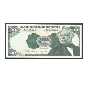 CÉDULA DA VENEZUELA 20 BOLÍVARES 1992 SOB/FE