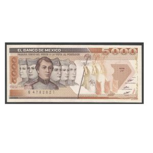 CÉDULA DO MÉXICO 5000 PESOS 1987 FE
