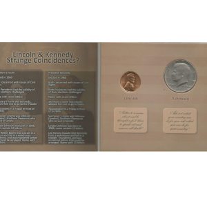 MOEDAS DOS EUA PRESIDENTES LINCOLN E JFK NO FOLDER MBC/SOB