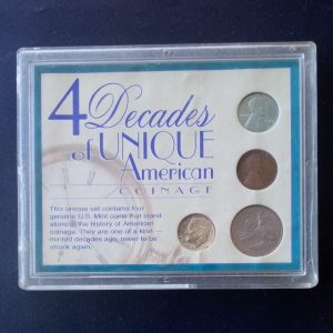 MOEDAS DOS EUA 1 - 10 E 25 CENTAVOS FC NO ACRÍLICO