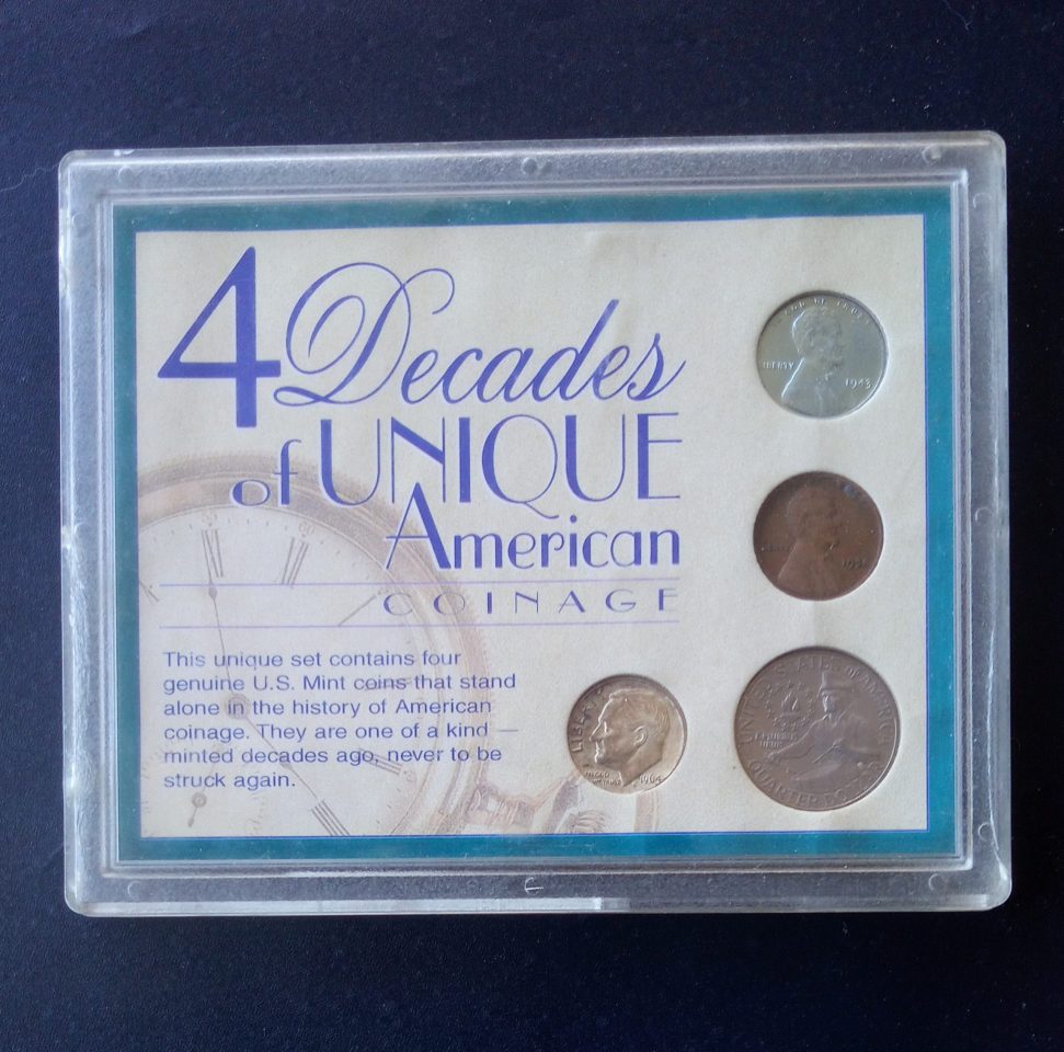 MOEDAS DOS EUA 1 - 10 E 25 CENTAVOS FC NO ACRÍLICO