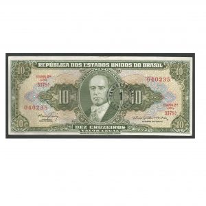 CÉDULA DO BRASIL 10 CENTAVOS CARIMBO C114 SOB/FE