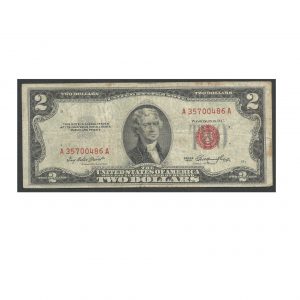 CÉDULA DOS EUA 2 DÓLARES 1953 MBC
