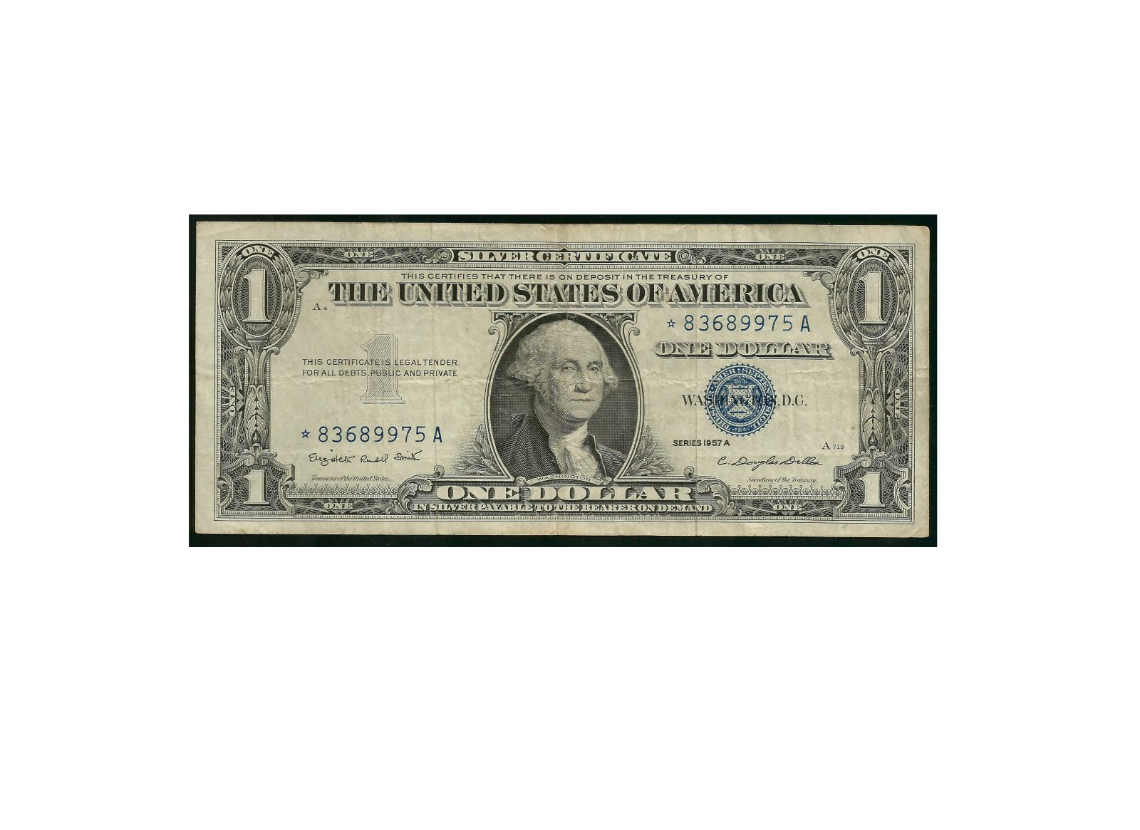 CÉDULA DOS EUA 1 DÓLAR 1957 COM ASTERÍSCO MBC