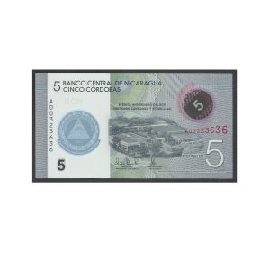 CÉDULA DA NICARÁGUA 5 CÓRDOBAS POLÍMERO