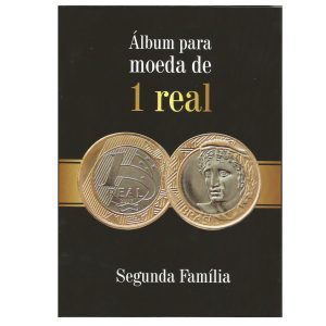 ÁLBUM PARA MOEDAS DE 1 REAL 2ª FAMÍLIA  COM ESPAÇO PARA ANÔMOLAS
