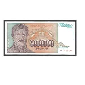 CÉDULA DA IUGOSLÁVIA 5.000.000 DINARAS SOBERBA
