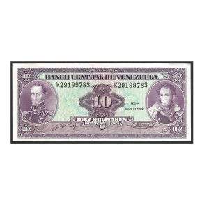 CÉDULA DA VENEZUELA 10 BOLÍVARES 1990 FE