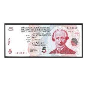 CÉDULA DA ARGENTINA 5 PESOS 2006 SOB/FE