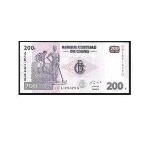 CÉDULA DO CONGO 200 FRANCOS 2013 P 99 B FE