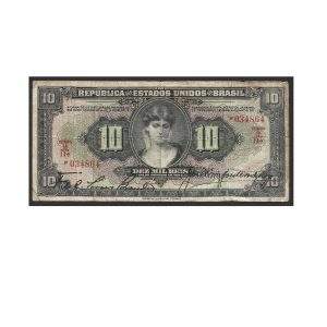 CÉDULA DO BRASIL 10.000 RÉIS R 184 MBC