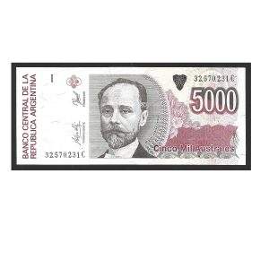 CÉDULA DA ARGENTINA 5000 AUSTRALES P 330 FE