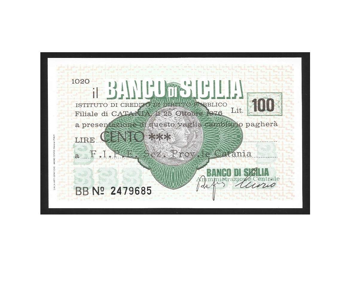 CÉDULA DA ITÁLIA PARTICULAR 100 LIRAS FE