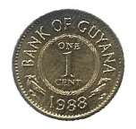 MOEDA DA GUIANA 1 CENTAVO 1988 KM 31