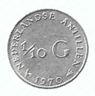 MOEDA DAS ANTILHAS HOLANDESAS 1/10 GULDEN 1970 PRATA