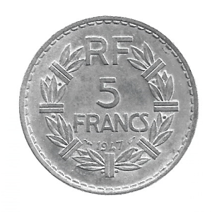 MOEDA DA FRANÇA 5 FRANCOS 1947 KM 888 B.1