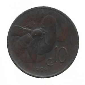 MOEDA DA ITÁLIA 10 CENTAVOS 1929 KM 60