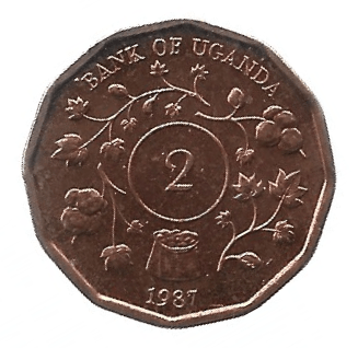 MOEDA DE UGANDA 2 SHILLINGS 1987 KM 28