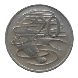 MOEDA DA AUSTRÁLIA 20 CENTAVOS 1976 KM 66