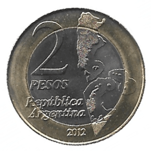 MOEDA DA ARGENTINA 2 PESOS 2012 KM 176