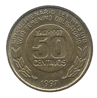 MOEDA DA ARGENTINA 50 CENTAVOS 1997 KM 121 - Imagem 2