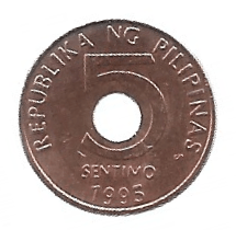 MOEDA DAS FILIPINAS 5 SENTIMO 1995 KM 268